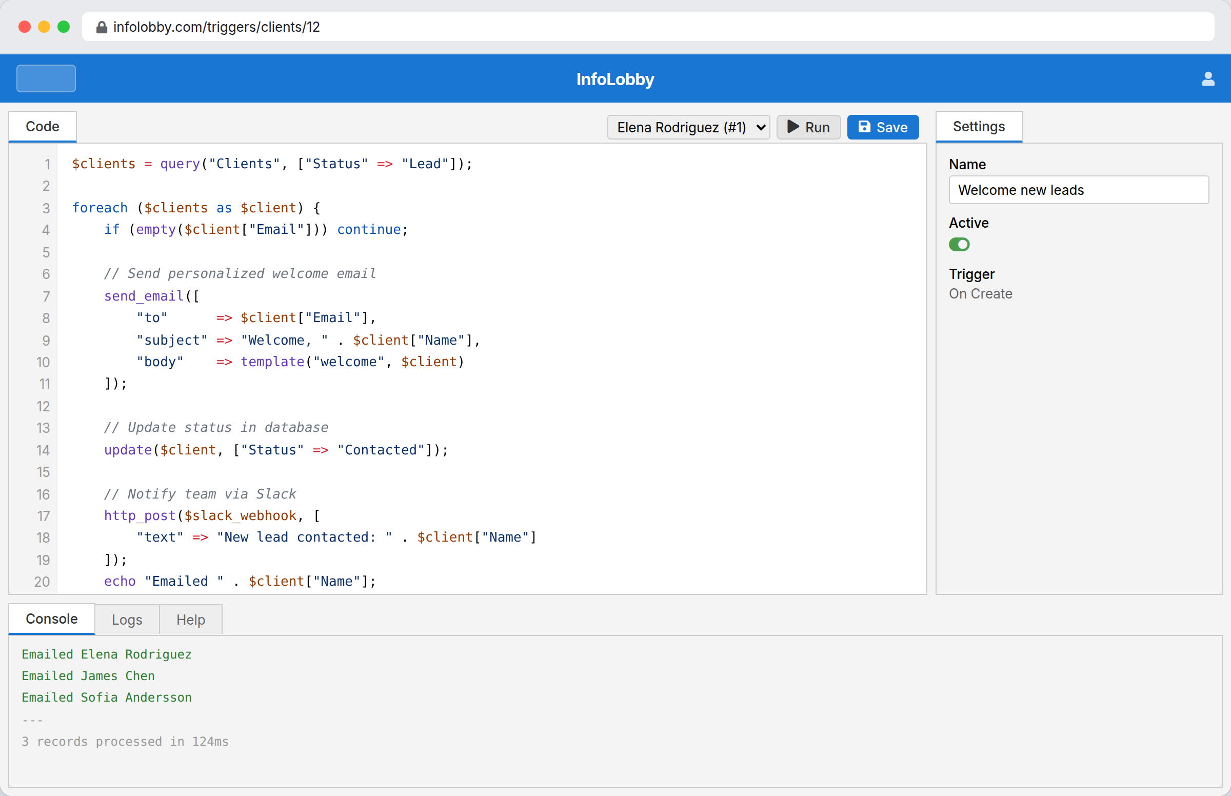 PHPScript code editor